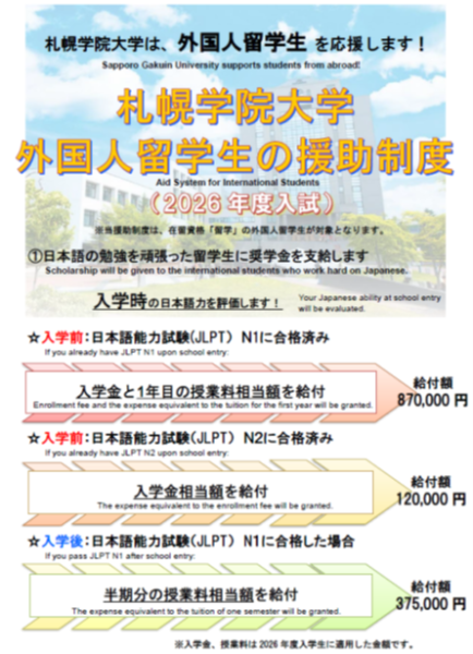 留学生援助制度（奨学金）